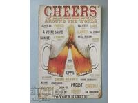 METAL RETRO SIGN "CHEERS"