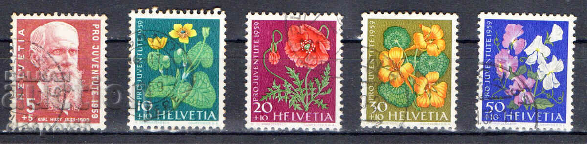 1959 Switzerland. Pro Juventute - Karl Hilti - Garden Flowers