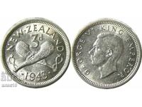 New Zealand 3 pence 1943