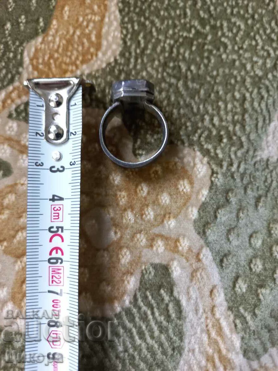 OLD TURKISH OTTOMAN SILVER GEM RING - 5