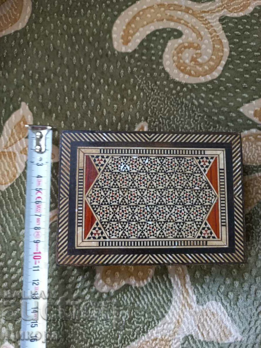 OLD WOODEN BOX WITH MOTHER OF PEARL - 6