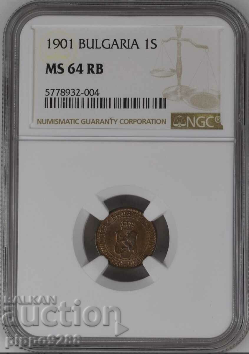 1 стотинка 1901 RB MS 64 NGC