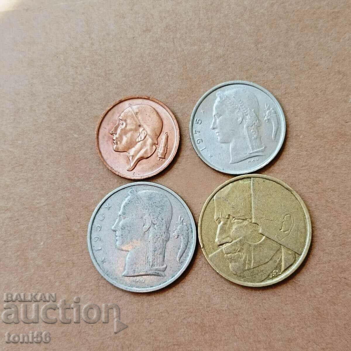 Belgium set 50 centimes, 1, 5 + 5 francs 1950/86 French inscription with price 1.20 BGN | € 0.61 Belgium set 50 centimes, 1, 5 + 5 francs 1950/86 French inscription with price 1.20 BGN | € 0.61