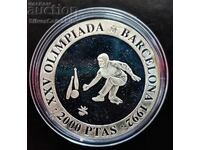 Сребро 2000 Песети Боулинг Олимпиада 1991 Испания