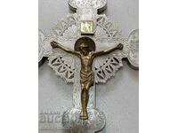 Revival priestly cross silver with engravings late 19th century