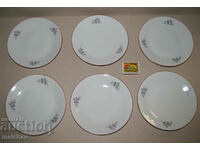 Lot of 6 porcelain dessert plates 17 cm Gray roses factory Kitka