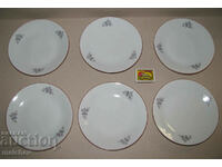 Lot of 6 porcelain dessert plates 17 cm Gray roses factory Kitka