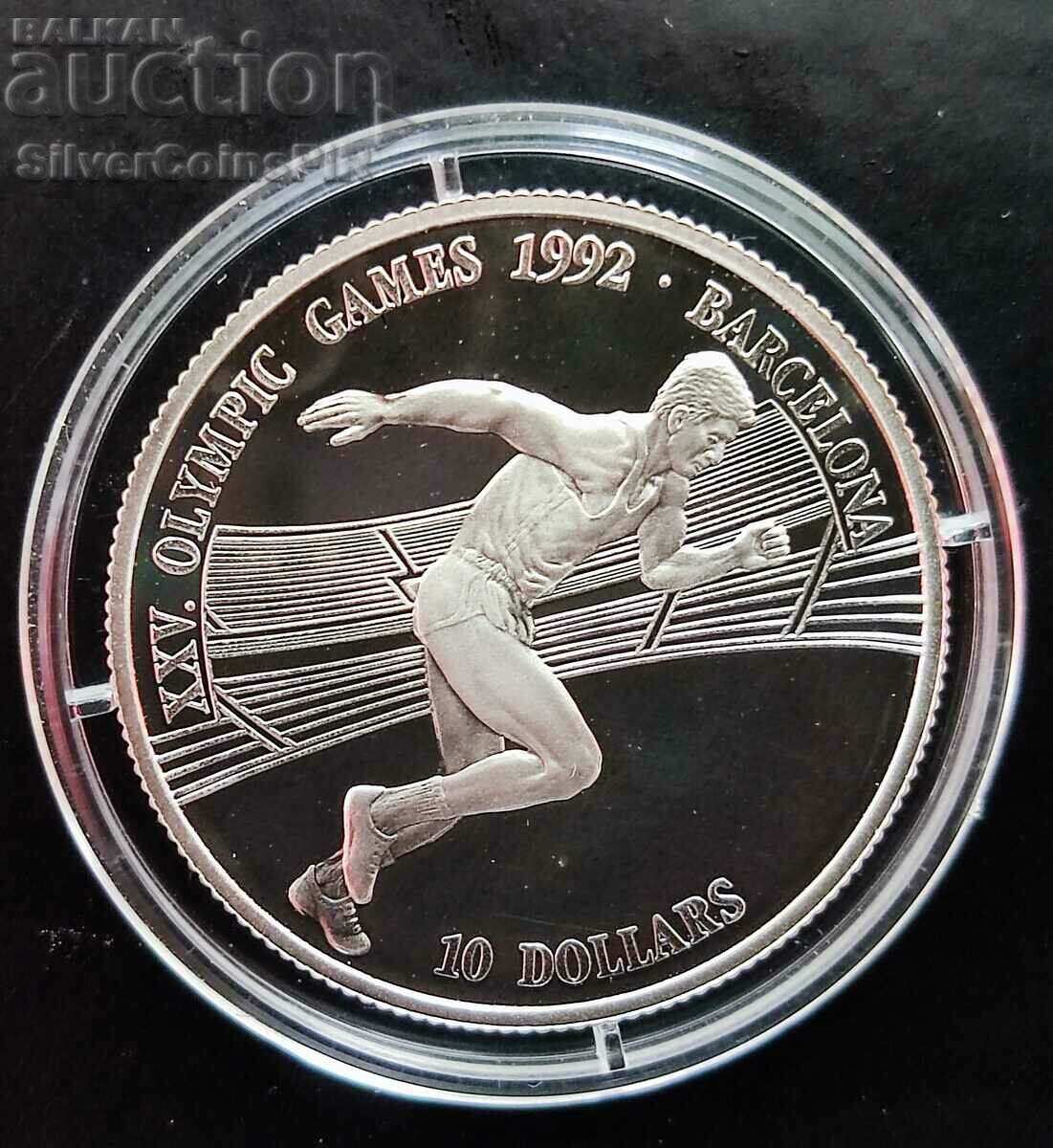 Ασημένιο $10 Running Olympics 1990 Cook Islands
