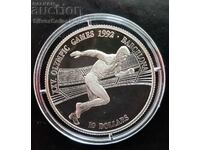 Silver $10 Running Olympics 1990 Cook Islands