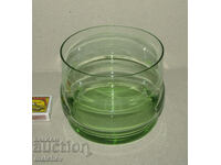 Old glass ice bowl 12 cm greenish glass, preserved