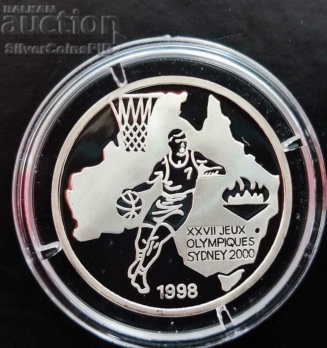 Silver 500 Francs Basketball Olympics 1998 Congo