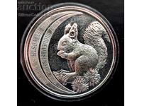 Silver 10 Dinars Squirrel 1992 Endangered Animals Andorra