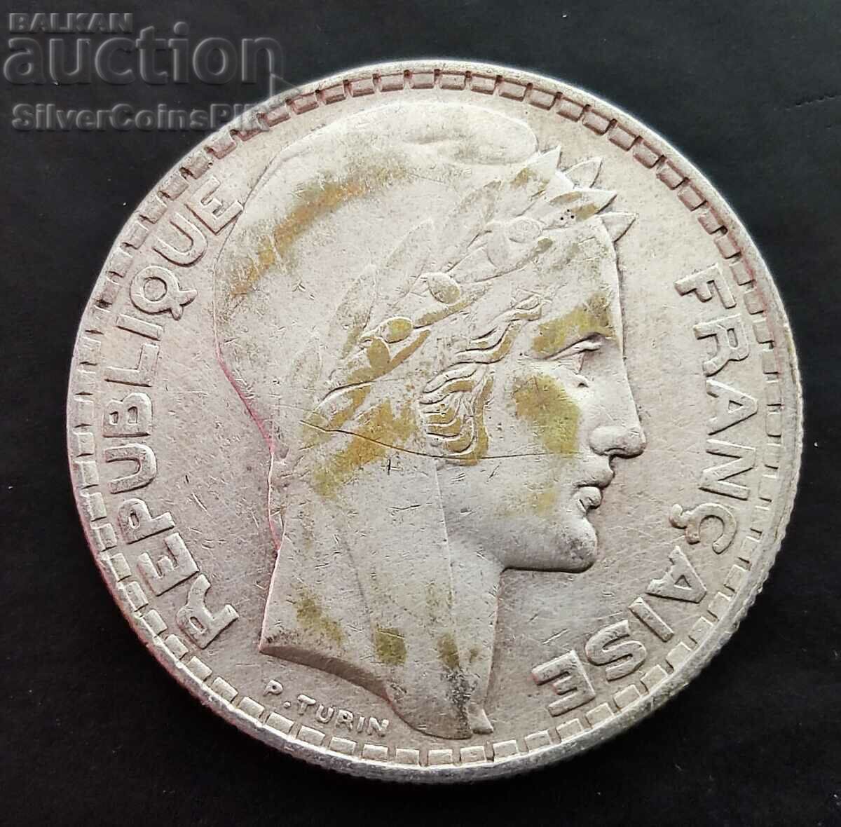 Silver 20 Francs 1929 France