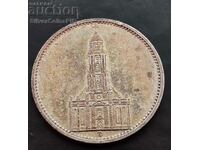 Silver 5 Marks Church 1935 Letter D Germany