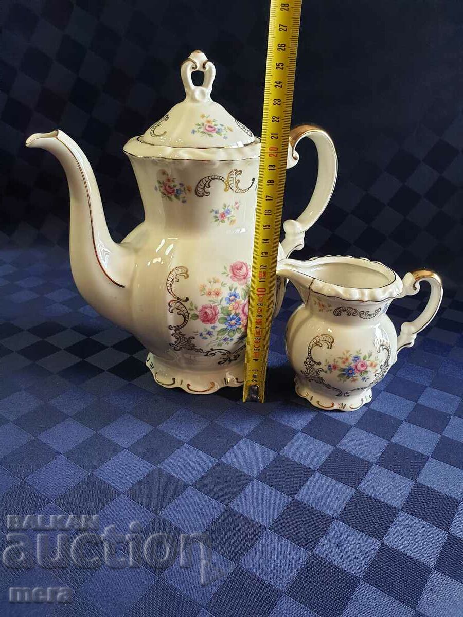 Bavaria Mitterteich Porcelain Latiere Kettle Set - 5 Bavaria Mitterteich Porcelain Latiere Kettle Set - 5