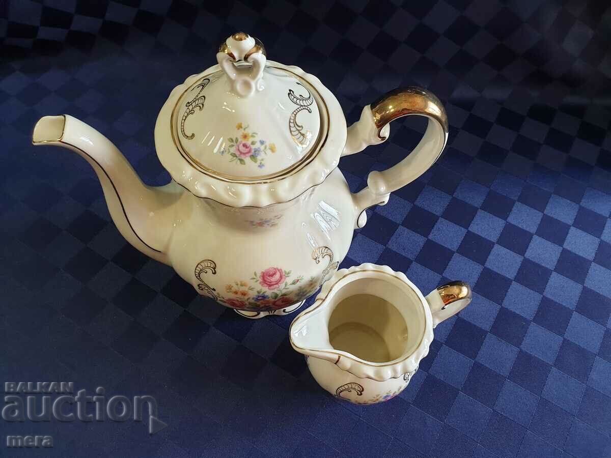 Bavaria Mitterteich Porcelain Latiere Kettle Set - 6 Bavaria Mitterteich Porcelain Latiere Kettle Set - 6