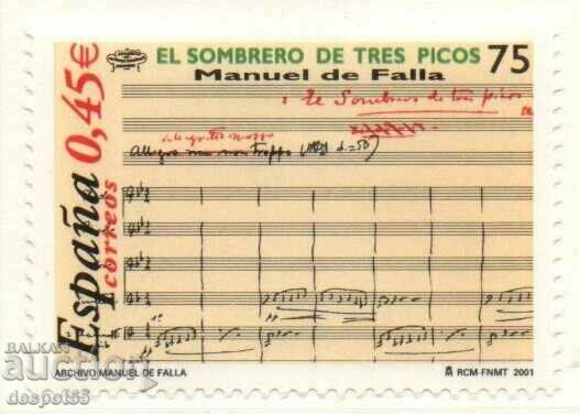 2001. Ισπανία. 125 χρόνια από τη γέννηση του Manuel de Falla.