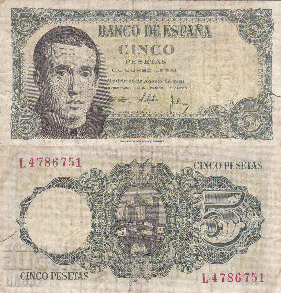tino37- SPAIN - 5 PESETAS - 1951
