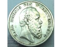 5 марки 1875 Германия Карл фон Вюртемберг 27,54г сребро
