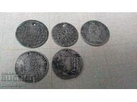 Lot of 5 old silver coins