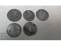 Стари сребърни монети,5 броя,27,6 гр общо