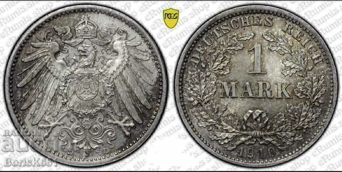 1 марка 1910 Германия MS66 PCGS