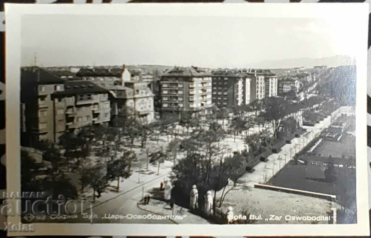 Old postcard Sofia, Tsar Osvoboditel Blvd