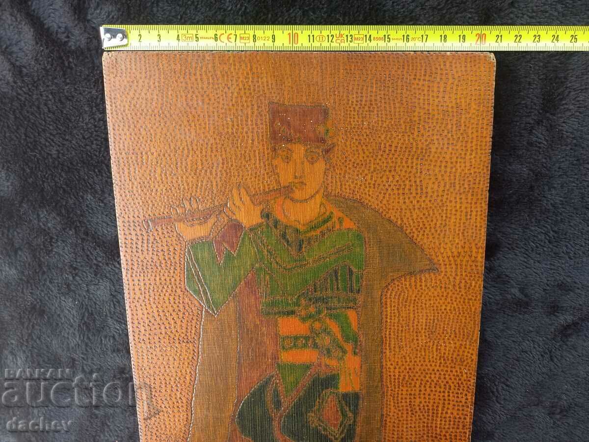 Livrarea Poză veche pirografată Folclor bulgar Băiat în costum