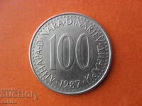 100 dinars 1987 Yugoslavia