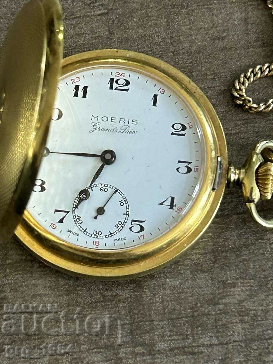 Επιχρυσωμένο ρολόι τσέπης Switzerland Moeris