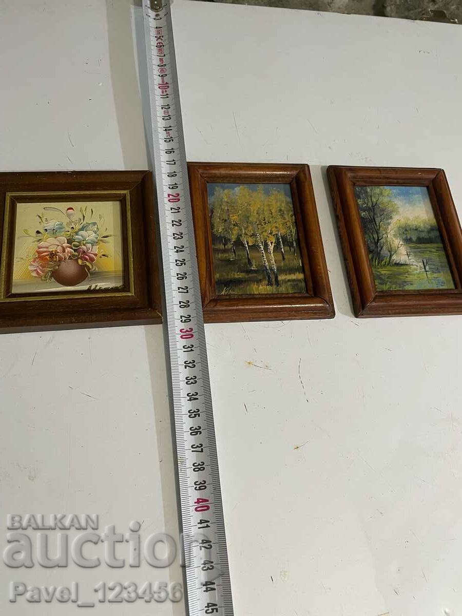 3 painted miniature paintings - 5 3 painted miniature paintings - 5