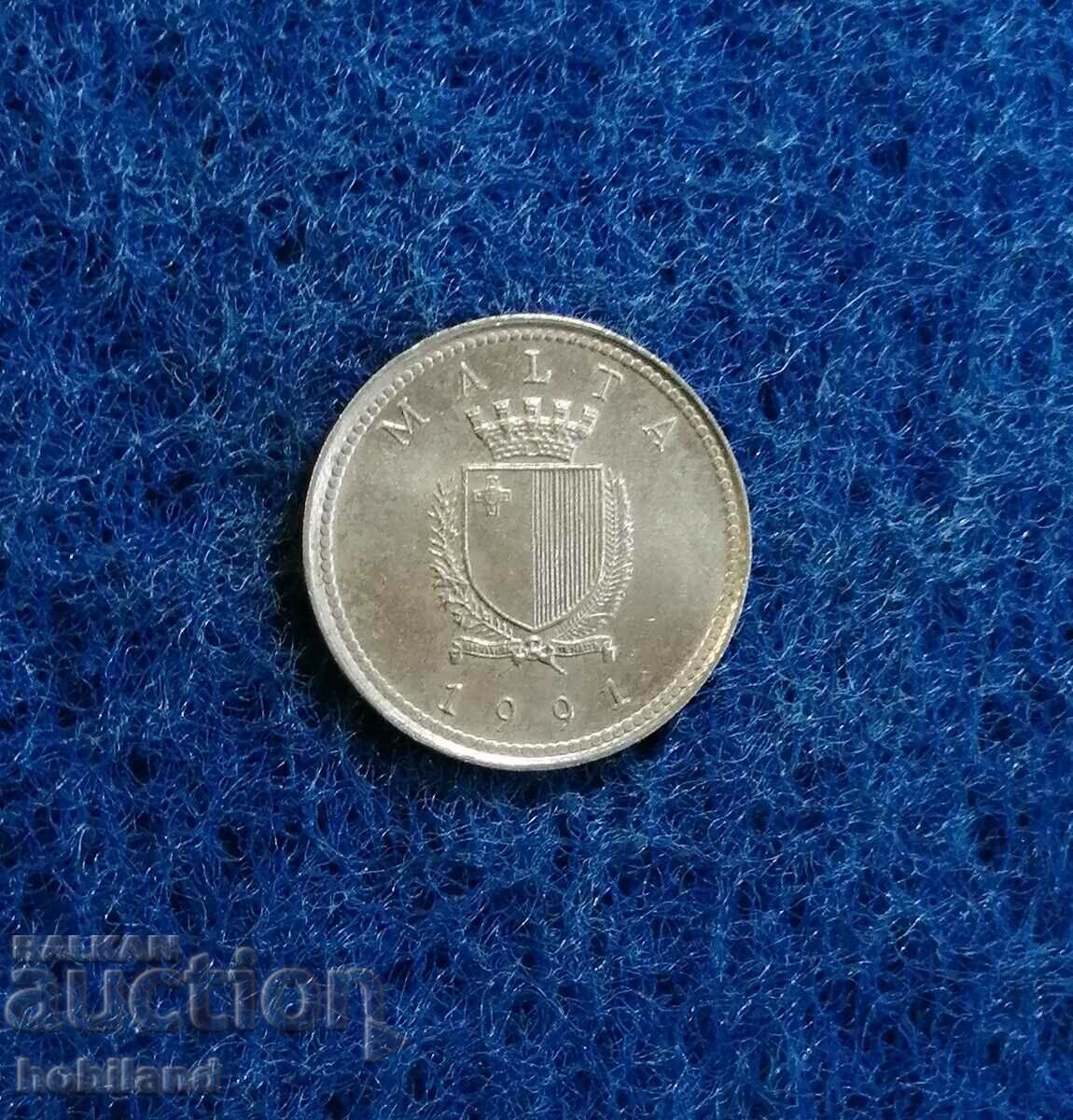 Auction 2 cents Malta 1991 with gloss Auction 2 cents Malta 1991 with gloss
