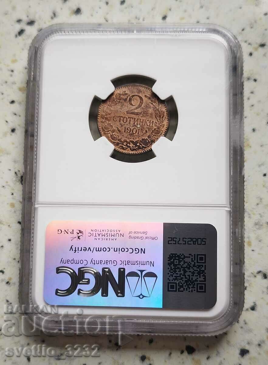 2 cenți 1901 AU NGC cu preț 199.00 BGN | € 101.75 2 cenți 1901 AU NGC cu preț 199.00 BGN | € 101.75