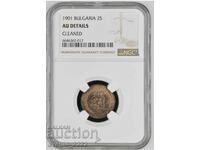 2 cents 1901 AU NGC