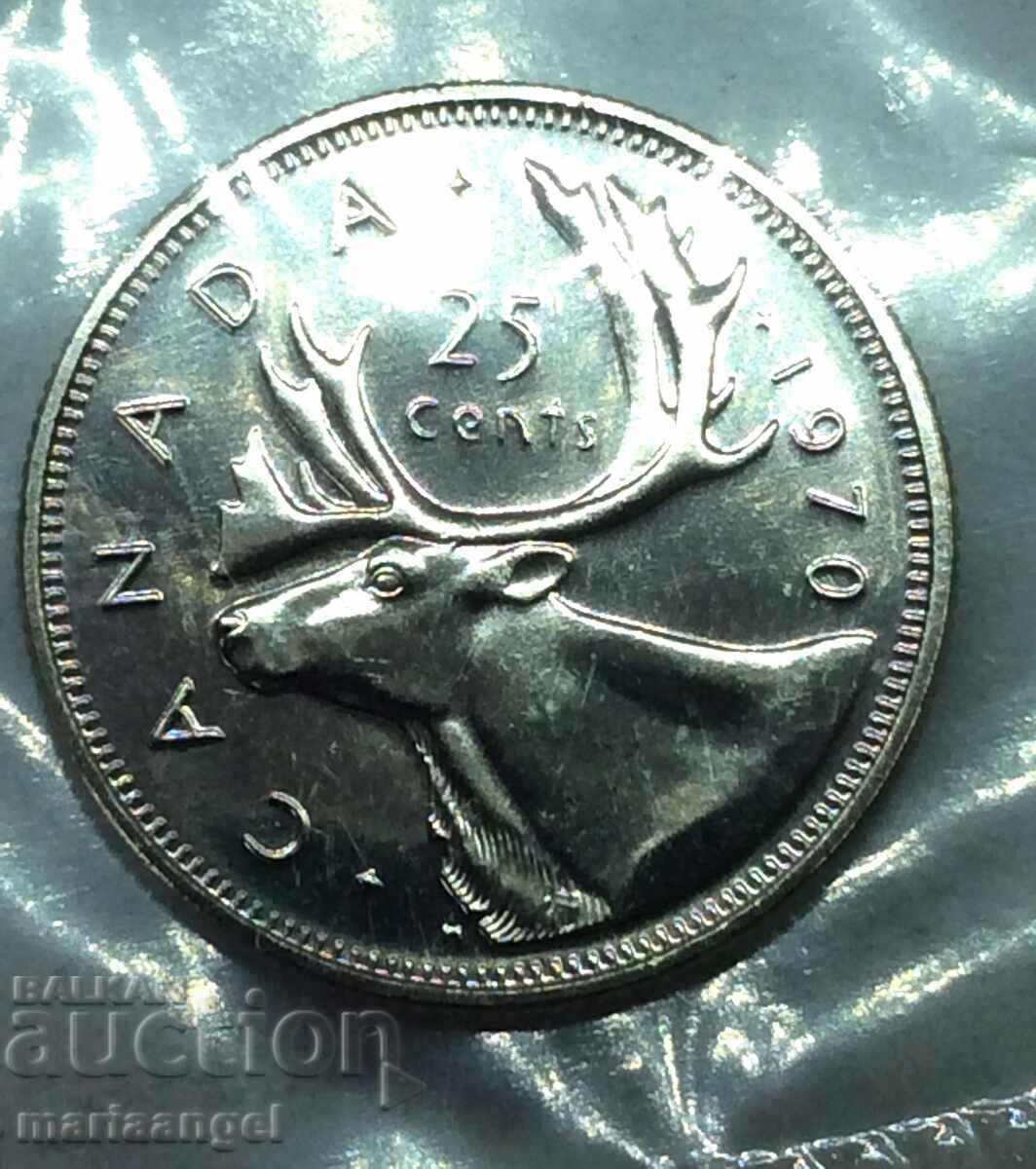 Canada 25 cents 1970 UNC