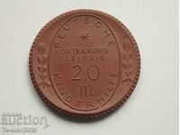 1922 Monedă de 20 de mărci, jeton porțelan Meissen Germania