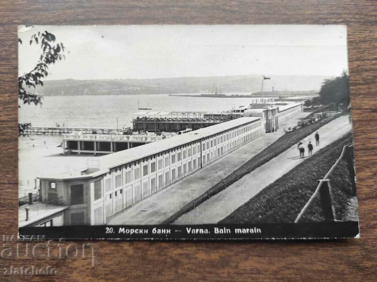 Postal card Kingdom of Bulgaria - Varna. The sea baths