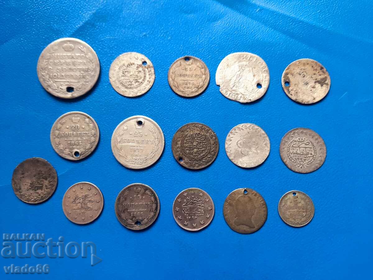 Lot of Russian, Ottoman, etc. silver coins