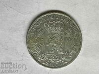 monedă de argint 5 franci Belgia 1875 argint