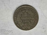 silver coin 2 franc France 1871 silver