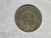 monedă de argint 2 franci Franța 1873 argint