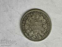 silver coin 2 francs France 1895 silver