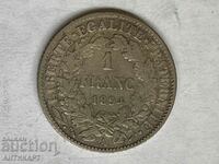 сребърна монета 1 франк Франция 1894 сребро
