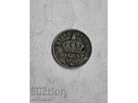 monedă de argint 20 de cenți 1866 Un argint al Franței