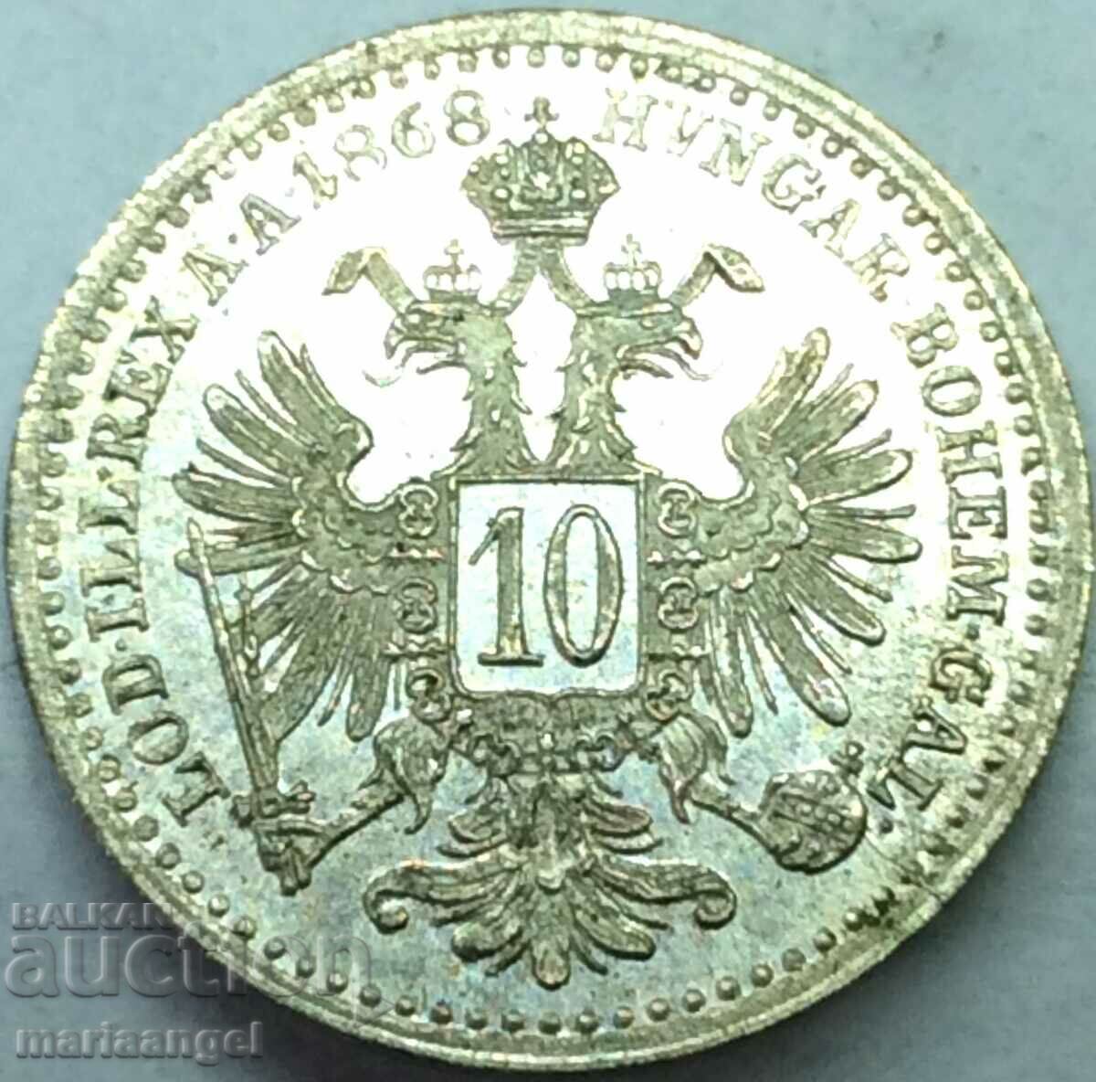 10 Kreuzer 1868 Αυστρία Franz Joseph αργυρό
