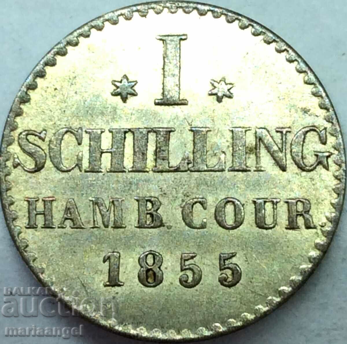 Хамбург 1 Шилинг 1855 Германия сребро
