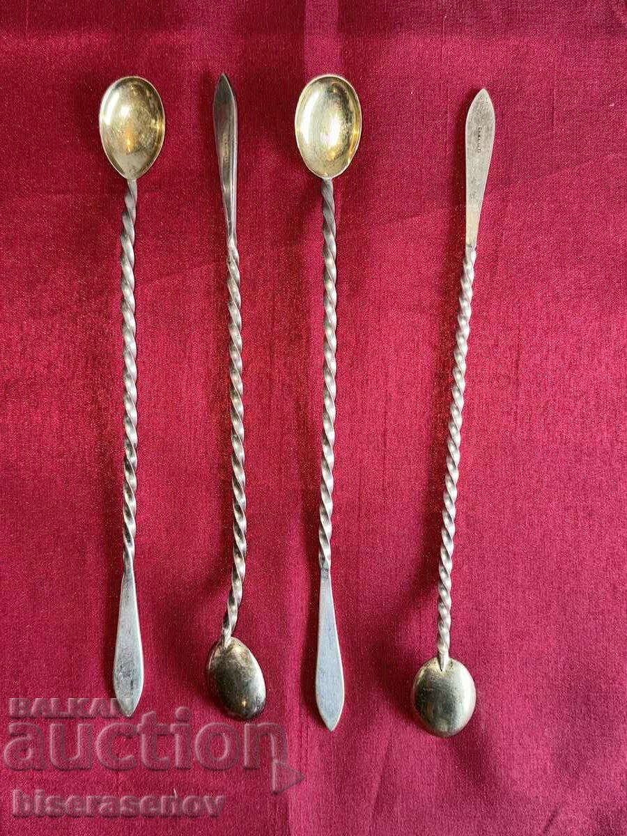 Beautiful cocktail/frappe spoons with markings (4 pieces)