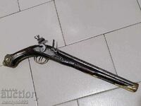 Кремъчен пищов 50см османски пистолет със сребърни набивки