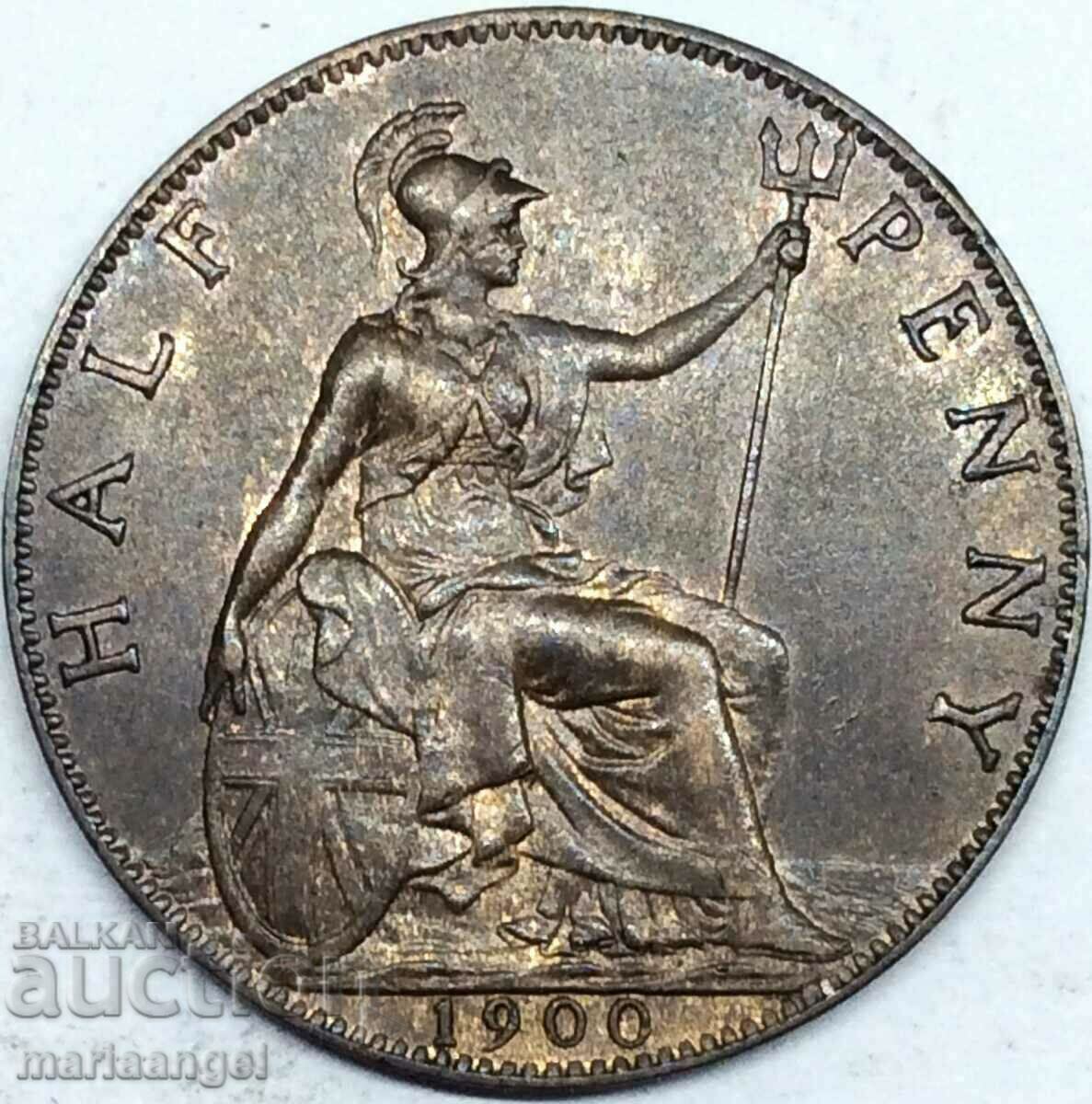 Marea Britanie 1/2 Penny 1900 Victoria UNC Bronz