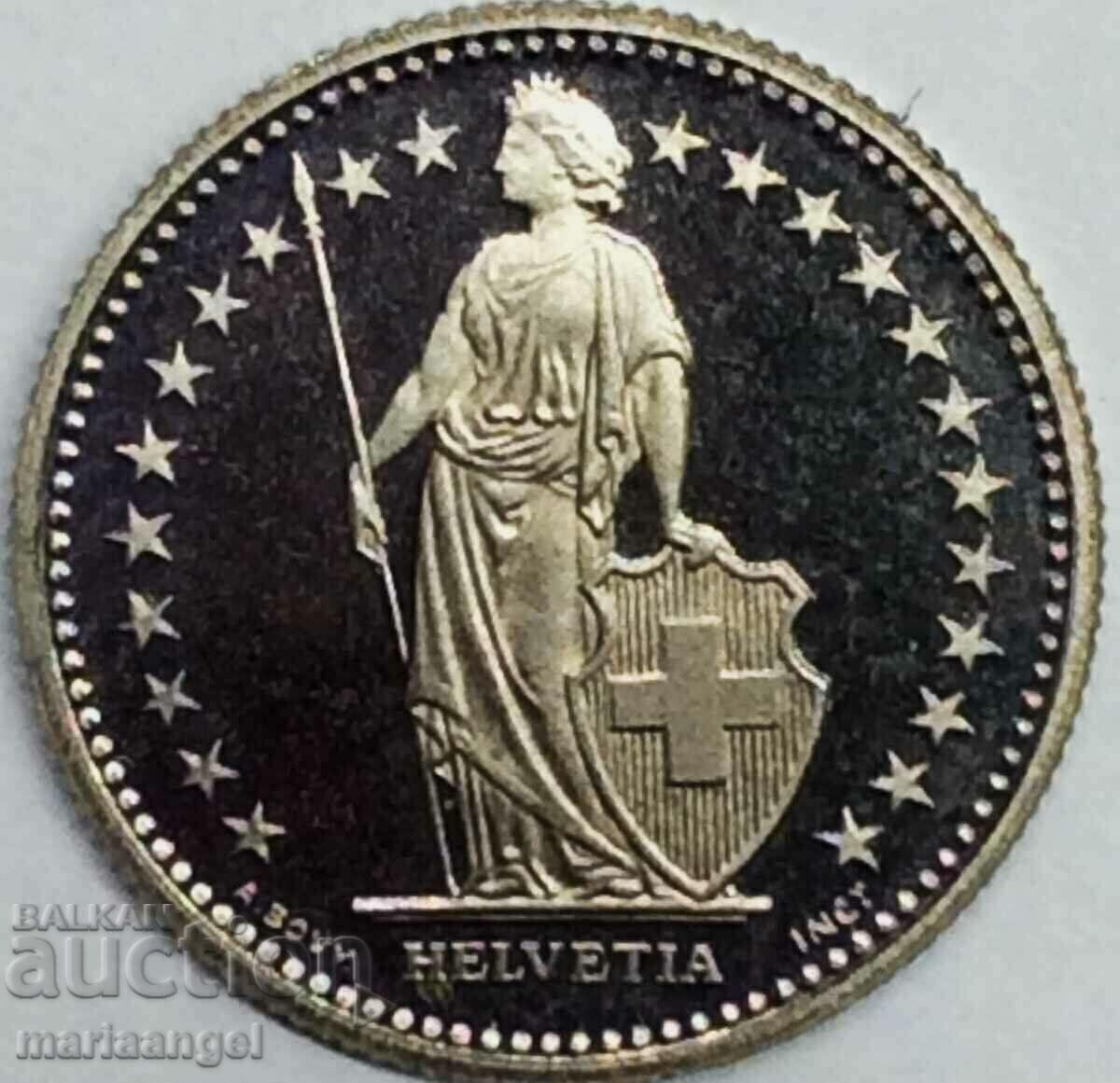 Швейцария 1/2 франк 1992 Хелвеция PROOF UNC